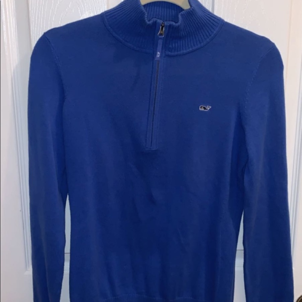 Vineyard vines blue turtle neck 3 quarter zip up